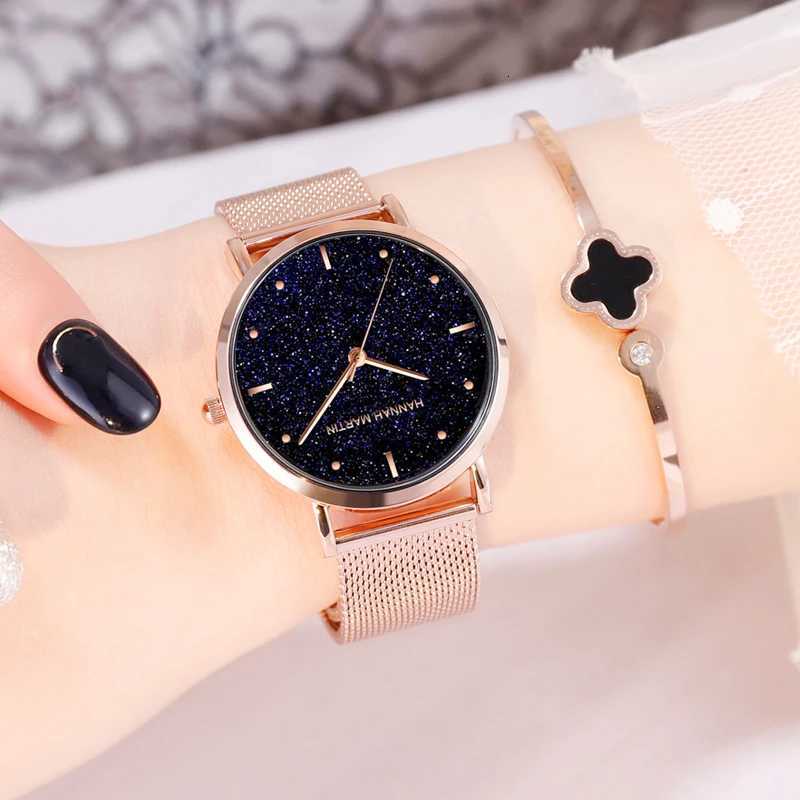 2025 New Womens Luxury Watch Matte Dial Japanese Quartz Movement Stainless Steel Mesh Strap Hannah Martin Brand Original WatchL251023