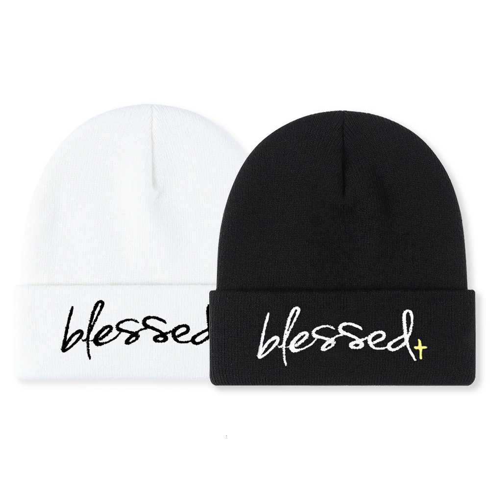 1pcBlessed Embroidered Beanie Soft Stretchy Lightweight Winter Hat for Men Women Outdoor Hip Hop FashionXJ251023