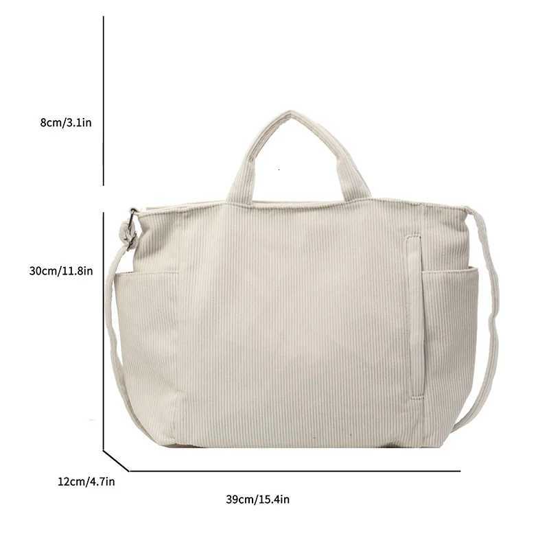 Solid Color Corduroy Tote Bag Fashion Large Capacity Shouder bag Casual Crossbody Bag For School Travel striped ladies handbagsL251023