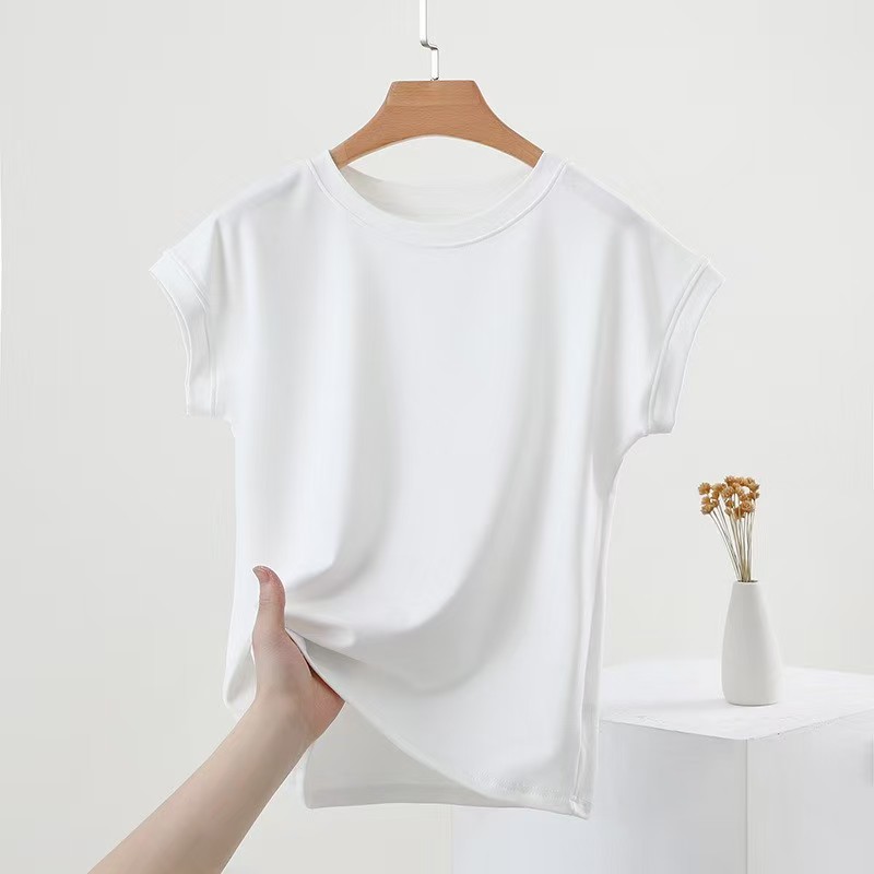 K2349 Women's short cotton T-shirt women's short sleeve 2025 summer new loose slim versatile belly-baring top sexy hot girl
