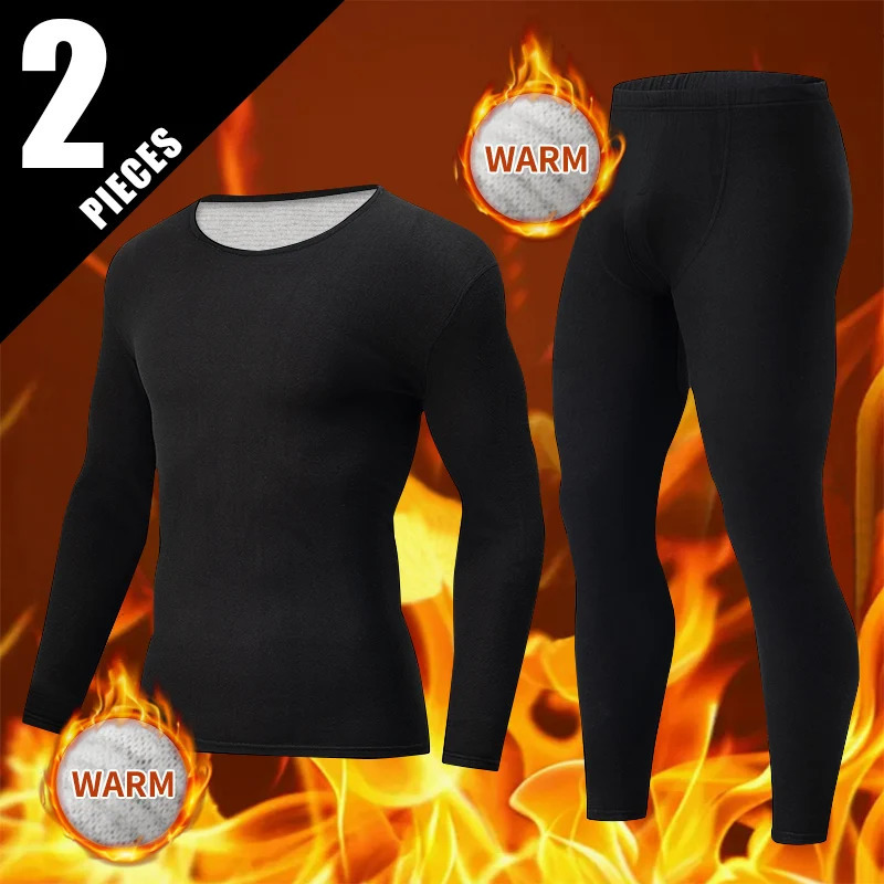 2piece AutumnWinter Mens Solid Color Thick Warm Underwear Suit Comfortable and Versatile Youth Leisure Sports Matte Base Set 251023