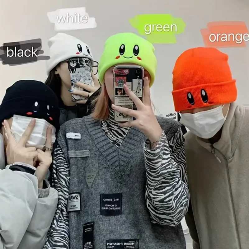 Hot Sa Cute Eye broidery Beanie Trendy Candy Color Coup Beanies Casual Coldproof Knit Hats For Wen MenW251023