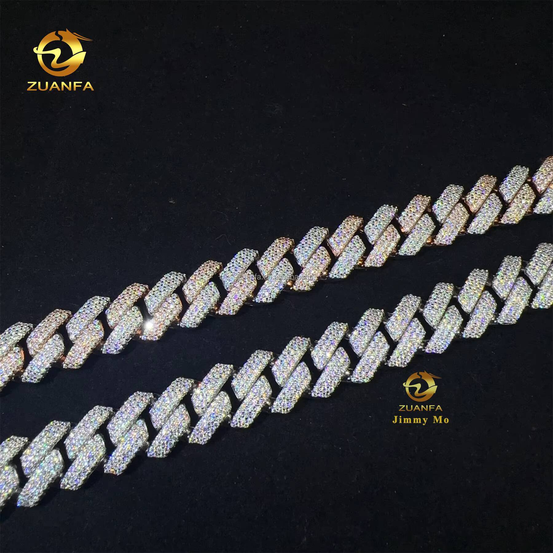 New Arrivals 15mm White Gold Two Tone Color Jewelry Luxury Man Style Hip Hop S925 Moissanite Diamond Miami Cuban Link Bracelet