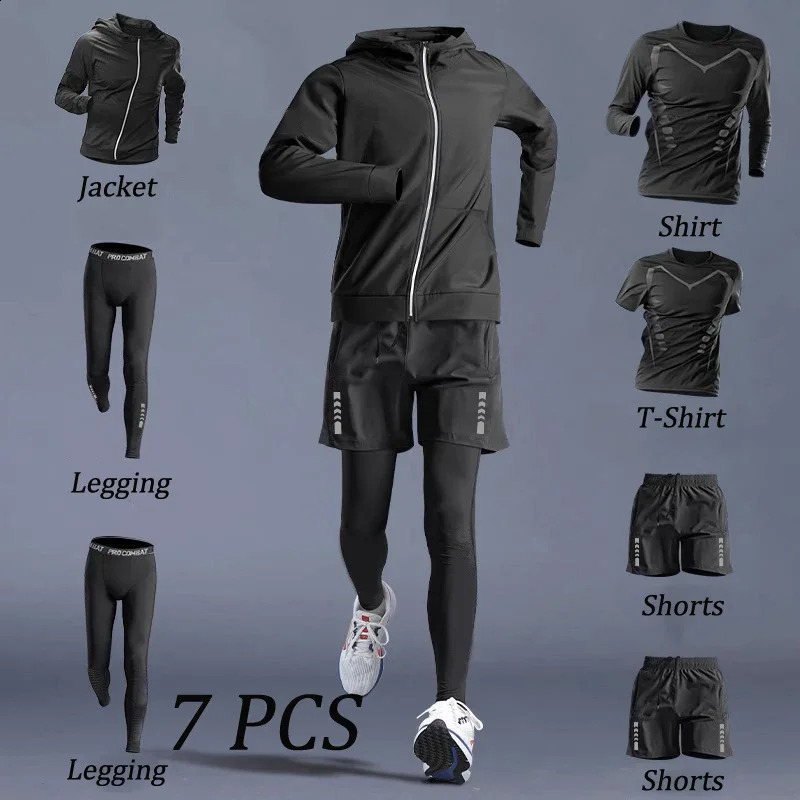Autumn 57 PCS Sports Suit Mens Running Training Wear Fitness Outwear Quick Dry Clothes Morning Cycling Clothing Sportswear Men 251023