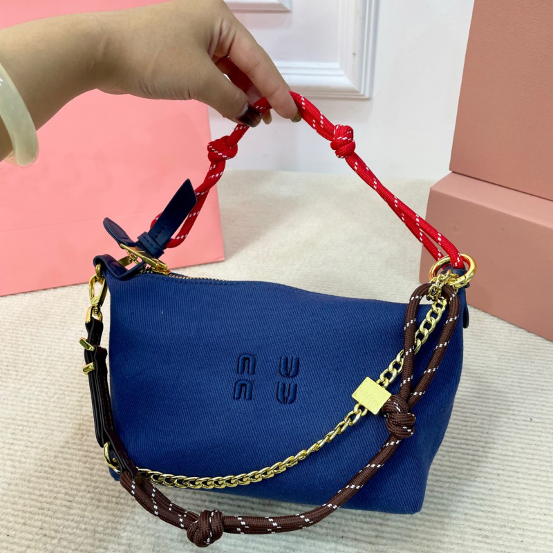 designer handbag luxury shoulder bags Cowboy Denim purse Sheepskin folds Crossbody bag Washed through Surfing rope Messenger bag EXW2510232