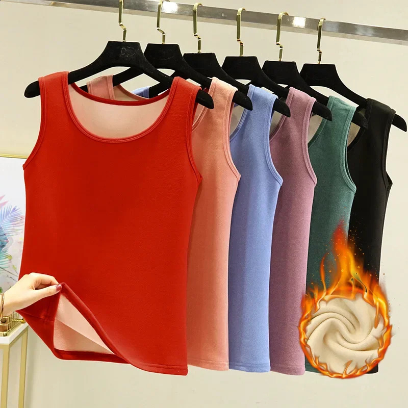 Heating Thickened Fleece Womens Vest Thermal Tank Top CloseFitting Base Layer Shirt Autumn Winter Warm Underwear 251023