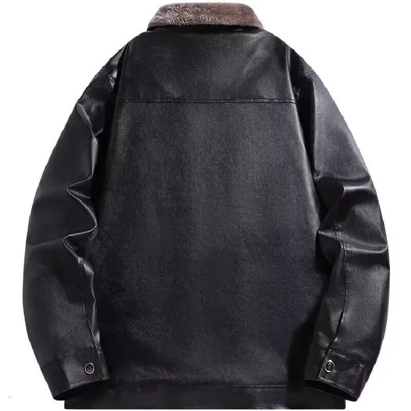 Thick Warm Fleece Lined Leather Coat For Men 2025 New Square Collar Jacket Light Business Casual Fashion Allmatch Outerwear W251023
