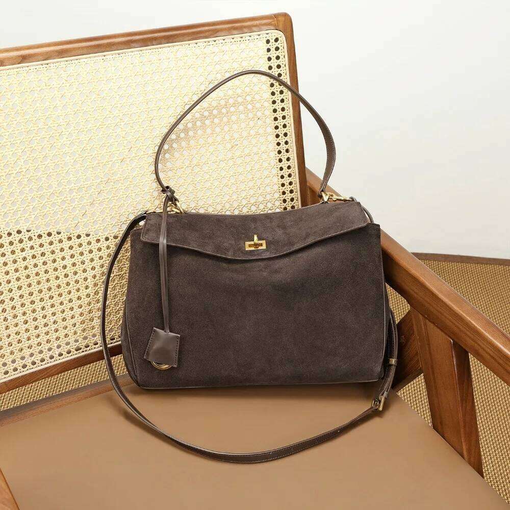 Autumn and Winter New Suede Retro Matte Cowhide High-end Sense Large-capacity Tote Versatile Commuter Leather Bag Women