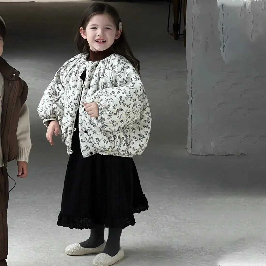 Floral Cotton Clothing Korean New Casual Allmatch Warm and Fashionable Cute Floral Cotton Jacket Kids Clothes Y251023