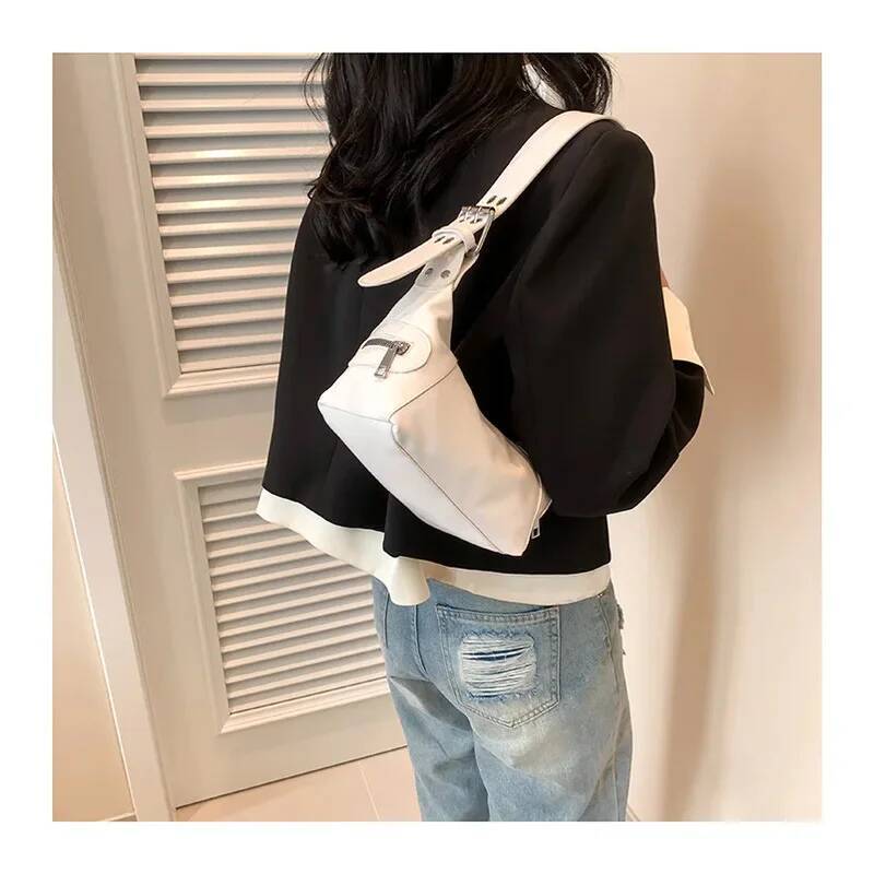 Luxury handbag new designer bag armpit bag retro style soft leather zipper women's shoulder bag solid color versatile armpit tote bag