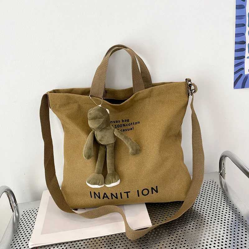 Japanese Canvas Mens and Womens Simple Crossbody Bag Wash Canvas Thick Handbag Large Capacity Arts Students Package SatchelL251023