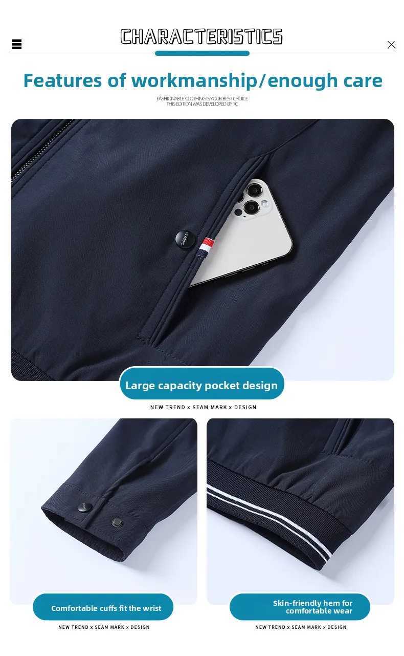 Autumn Business Casual Jackets for Men 2025 New Mens Smart Casual Jacket Loose Clothing Stand Collar Jackets Mens Solid Coat W251023
