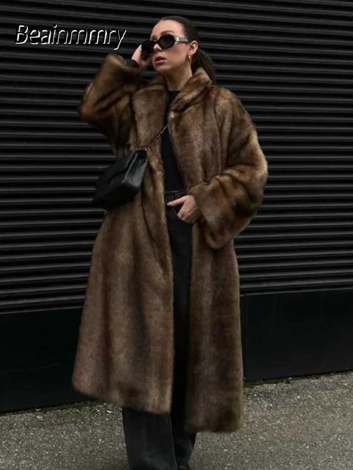 Winter Warm Thick Women Faux Fur Coats y Oversized Long Fleece Overcoat Female Elegant Street Outerwear 251021