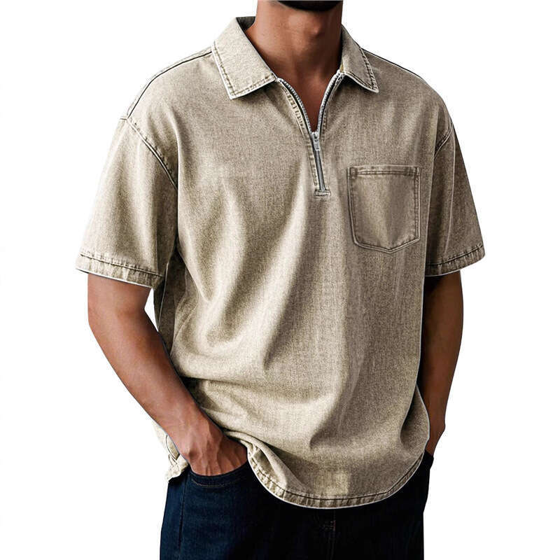 2025 Men's Pure Cotton Casual Versatile Short Sleeve Button Turn-Down Collar Polo Shirt