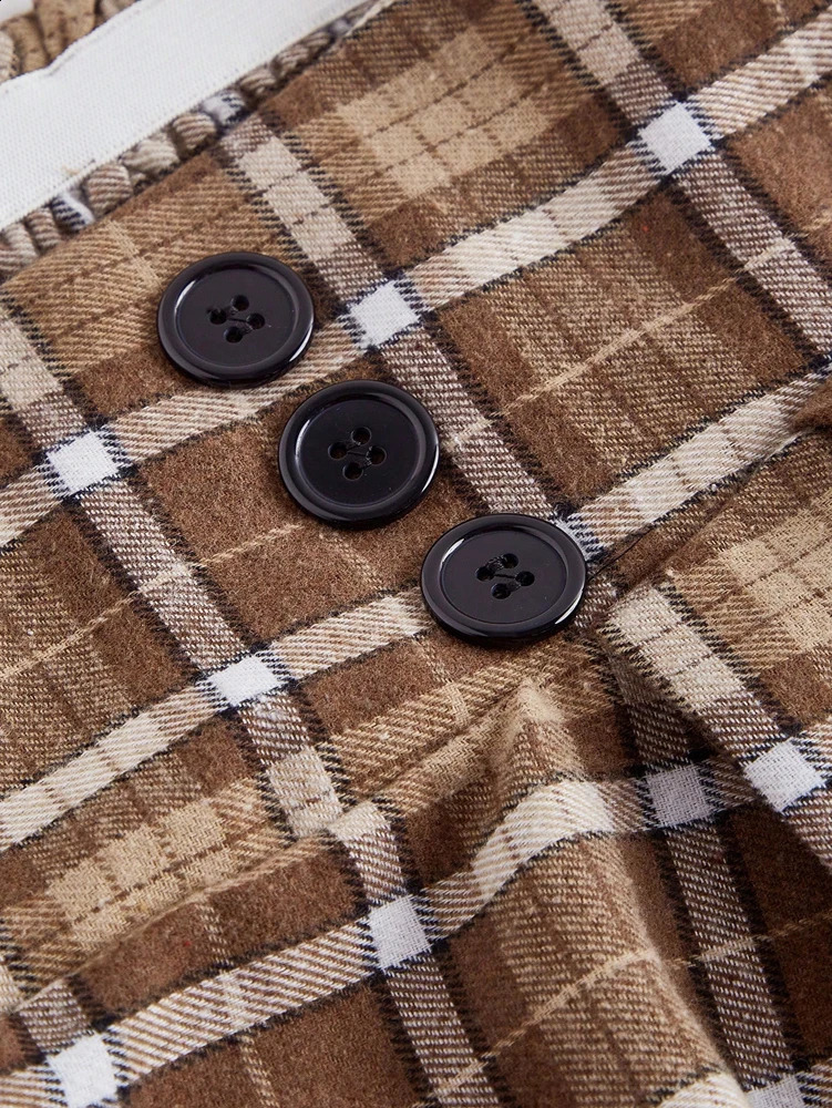 plus Size Vintage Artistic Brushed Plaid Versatile ALine Halflength Skirt 251022