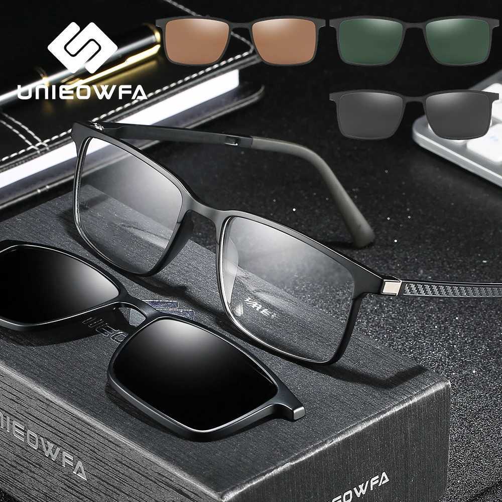 2 in 1 Magnet Clip on Sunglasses Men Polarized UV400 Prescription Sun Glasses For Men Driving Optical Myopia Glasses RectangleW251023