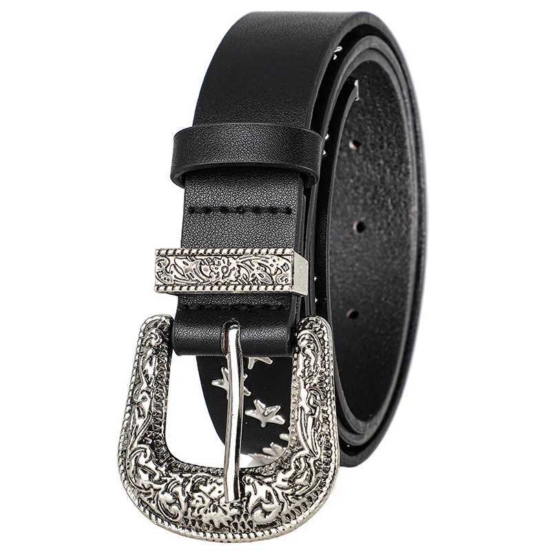 Mens and Womens Belt Trend Pentagram Rivet Punk Style Vintage Carved Buckle PU Leather BeltsSubculture Rock HipHop Y2k BeltXJ251023