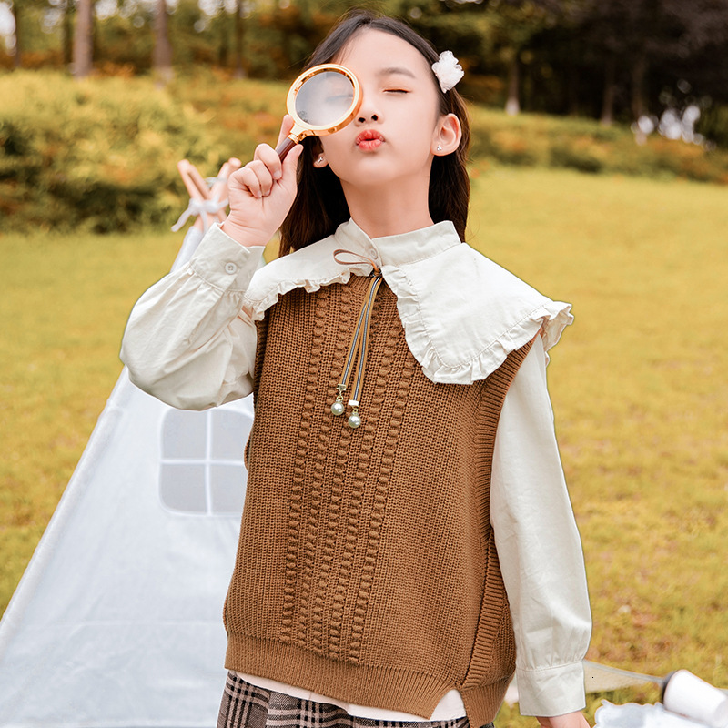 Female designer fashion children's clothing Spring and Autumn new Korean style children's shirt, girls' sweater two-piece set, wholesal