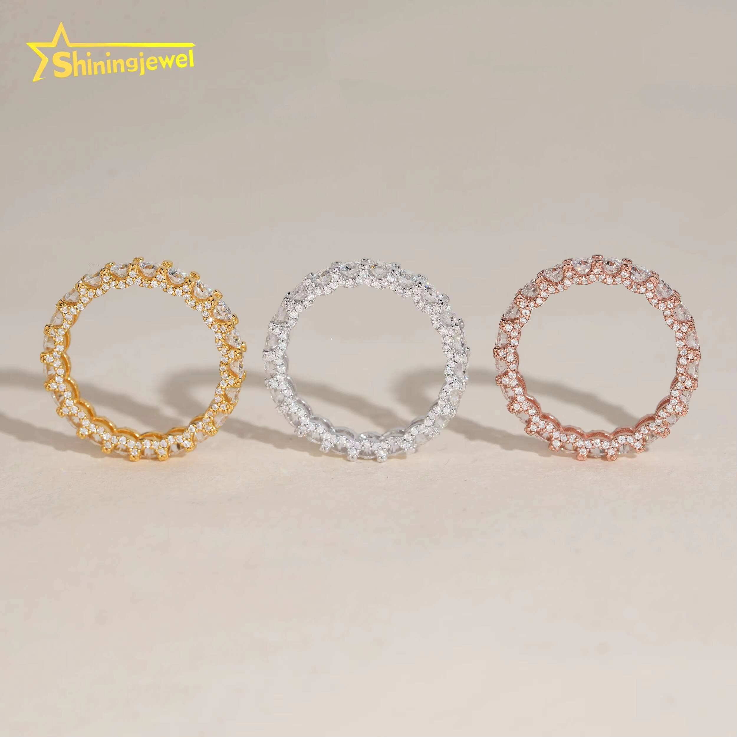 Women Jewelry Set 925 Sterling Silver Pear Cut 6ct Moissanite Diamond Engagement Ring Iced Out Moissanite Eternity Wedding Ring