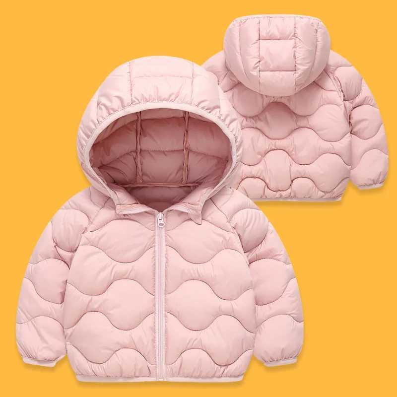 Baby Boys Girls Light Jackets Kids Hooded Down Coats Baby Winter Warm Cotton Clothes Teenager Autumn Solid Casual Outerwear Y251023
