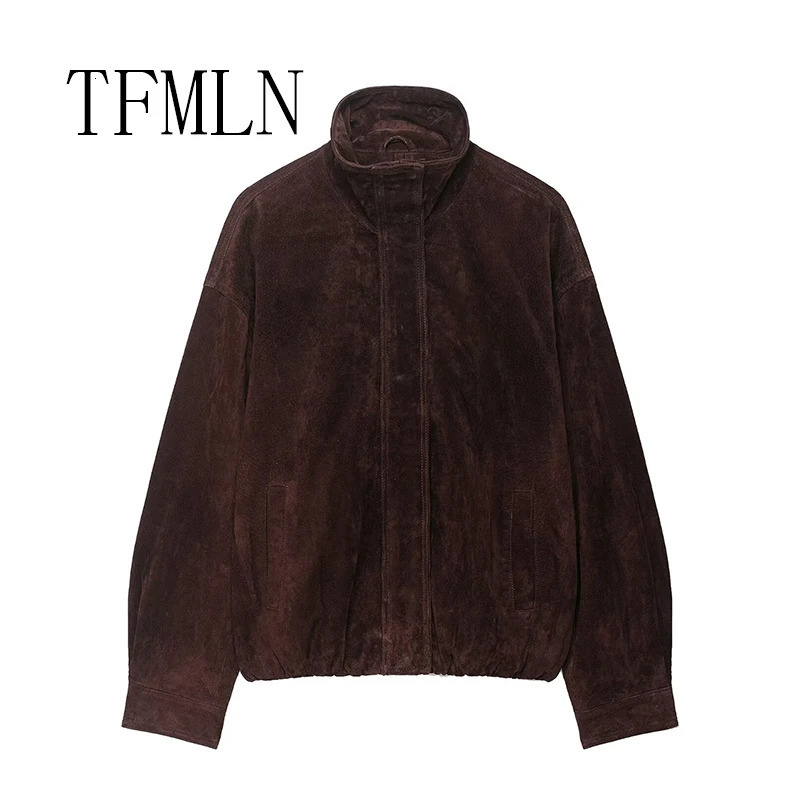 TFMLN Autumn Winter Womens Loose Jacket Female Long Sleeve Cropped Zipper Jackets Fashion Warm Coats Casual Outerwear 251020