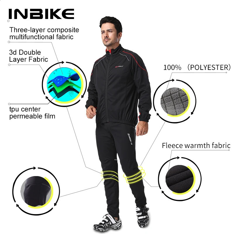 INBIKE Winter Mens Cycling Pants Thermal Road Bike Clothing Man Windproof Bicycle Trousers MTB for Riding Running 251023