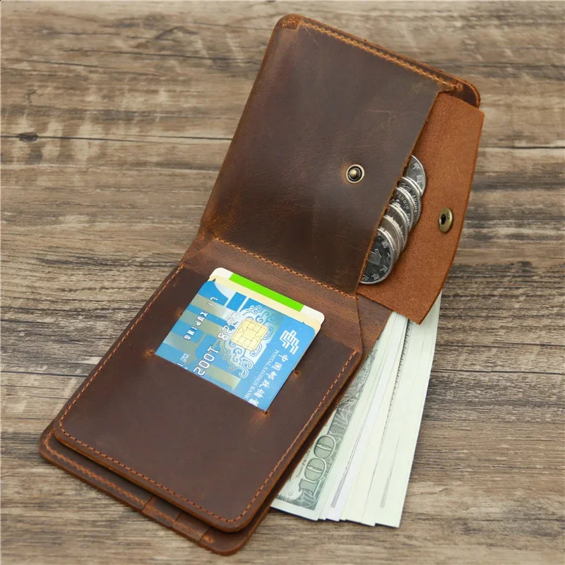 Genuine Leather Mens Wallet with Coin Pocket Minimalist Bi Fold Pure Leather Wallet for Men251023