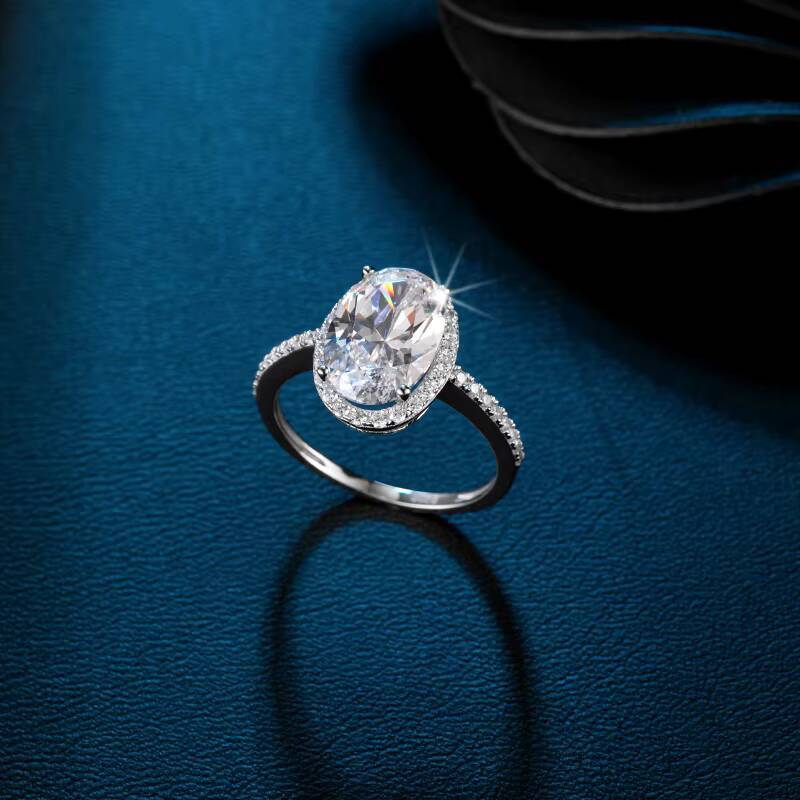 Moissanite 18K White Gold Ring Oval Cut 5CT VVS Lab Moissanite Diamond Engagement Ring Moissanite Ring Jewelry