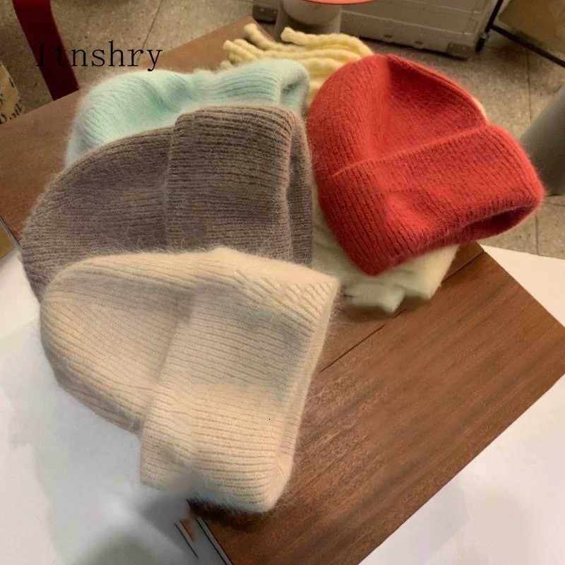 Rabbit Fur Beanies Soft Warm Fluffy Winter Hat for Women Angora Knitted Hat Skullies Beanies Female Bonnet Woman Knit CapXJ251023