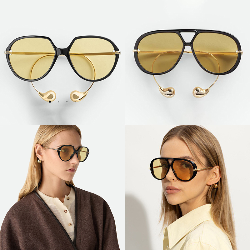 THIERRY LASRY sunglasses for women BV1436 Metal bent teardrop temples sunglasses men designer luxury glasses case Fashion minimalist designerfashion123