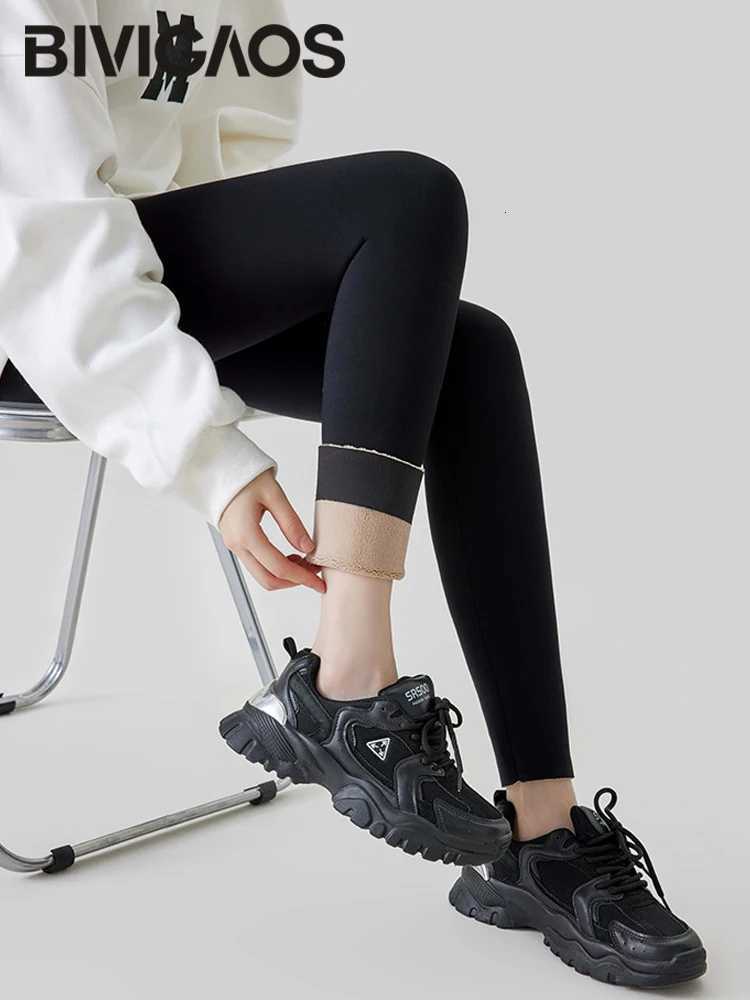 BIVIGAOS New Autumn Winter Alpaca Velvet Shark Leggings Women Thick Warm Leggings High Waist Seamless SlimFit Thermal PantsT251023