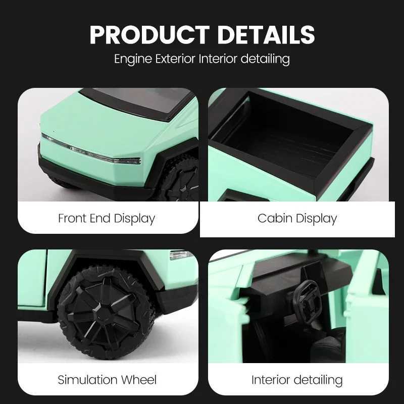 132 Cybertruck Pickup Alloy Car Model Diecasts Metal Toy Sound Light Vehicles Car Model Simulation Collection Kids GiftsT251023