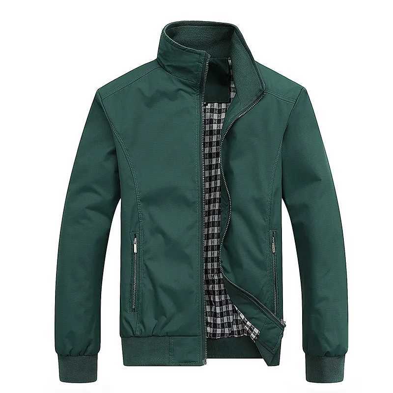 Spring Autumn Casual Coat Man Handsome Zipper Jacket Solid Color Plus Size Slim Fit Business Stand Collar Breathable Work Jacket W251023