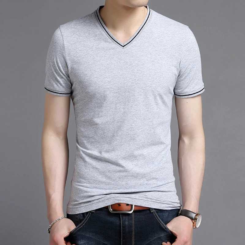 2025 New Fashion Brand Tshirt Mens V Neck Solid Color Summer Trends Tops Street Wear Top Grade Short Sleeve TShirt Men ClothingXJ251023