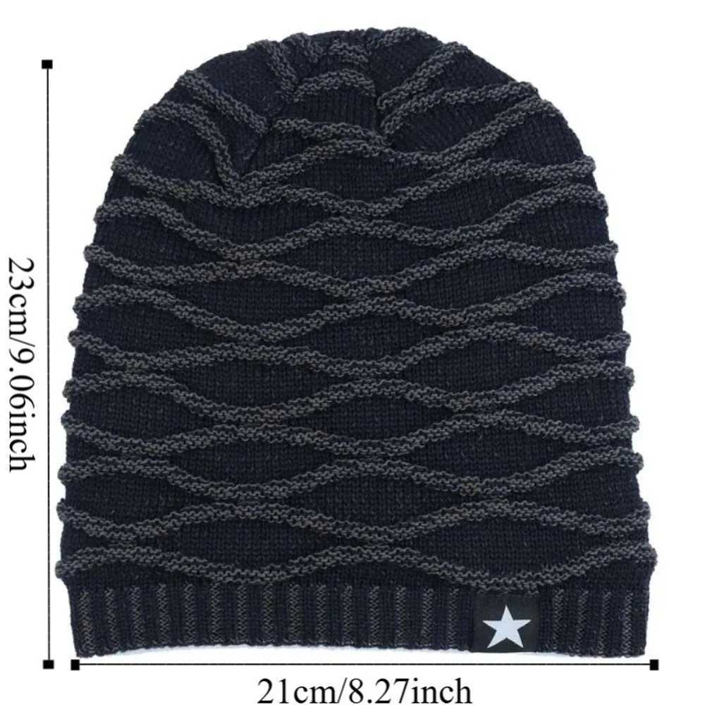 Soft Thickened Fleece Pile Cap Windproof Rhombus Jacquard Cycling Pullover Cap Warm Star Beanies Hat OutdoorXJ251023