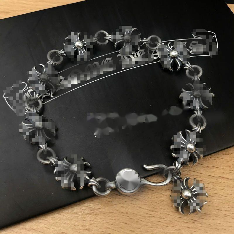 Fashion Cross Bangles Designer Chromed S925 Thai Silver Classic Unisex Bracelet High quality Heart Hip hop Vintage Cross Dice Detail women men Accessory jewelry