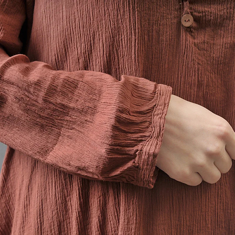 Anself Spring Fashion Women Casual Loose Dress Solid Color Long Sleeve Oversized Ladies Dresses Plus Size Boho Maxi 251022