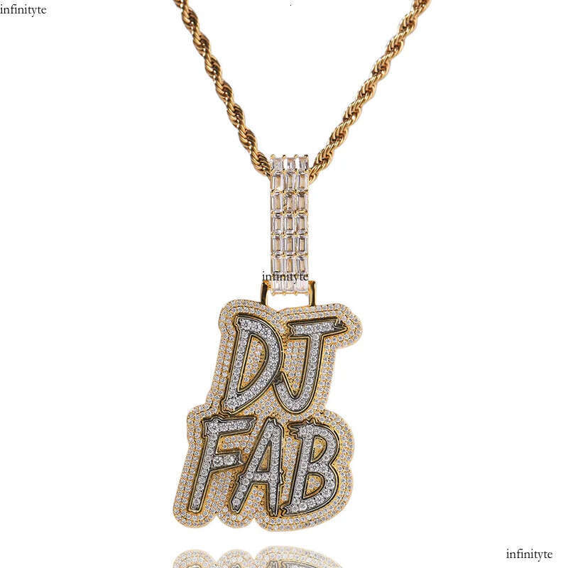 Hip Hop Custom A-Z Letters Name Pendant Necklaces TopBling 5A Zircons Jewelry