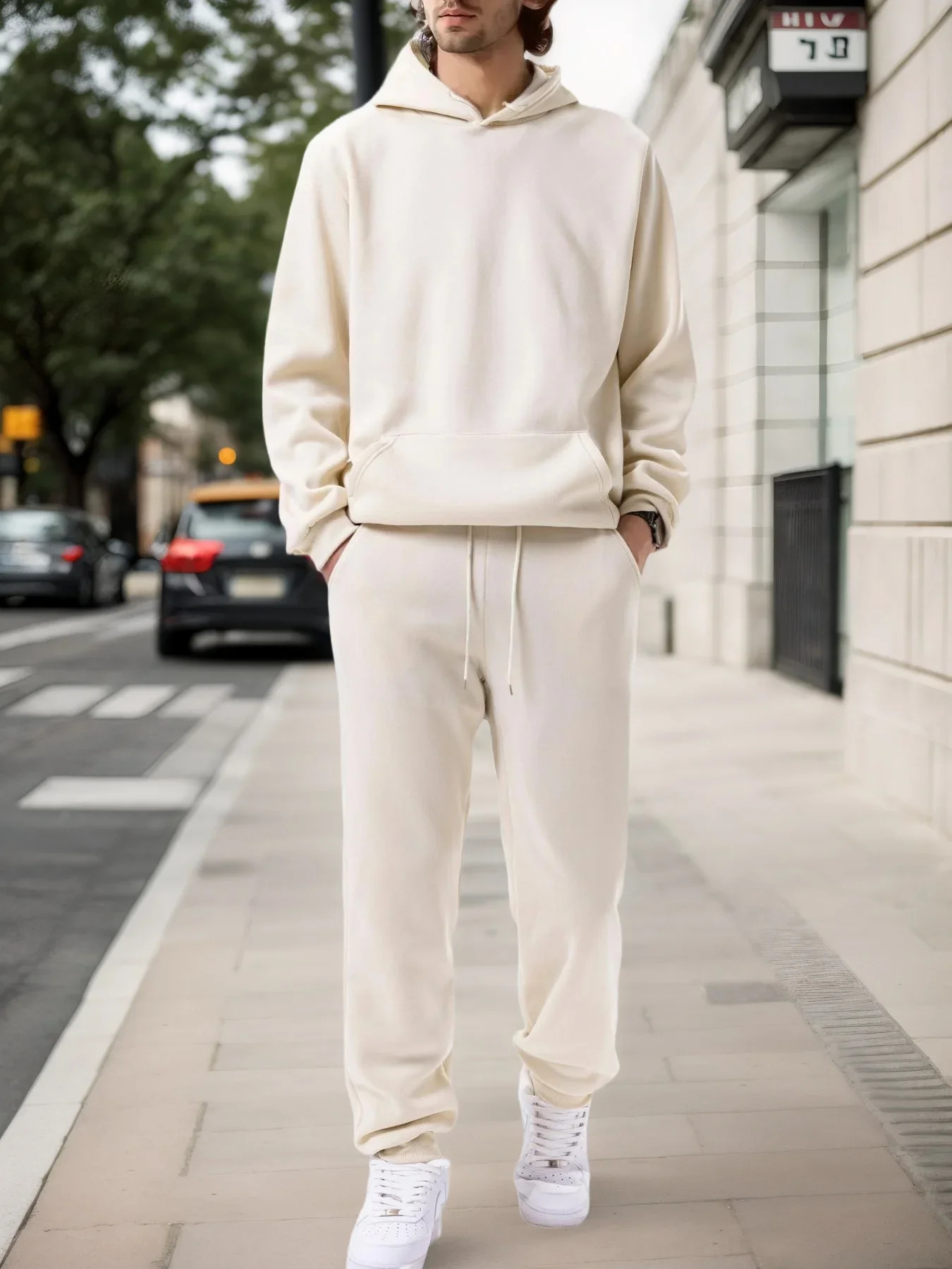 Mens Autumn and Winter Solid Color Hoodiejogging Pants Twopiece Set Fashionable Outdoor Casual Sportswear Tracksuit 251023