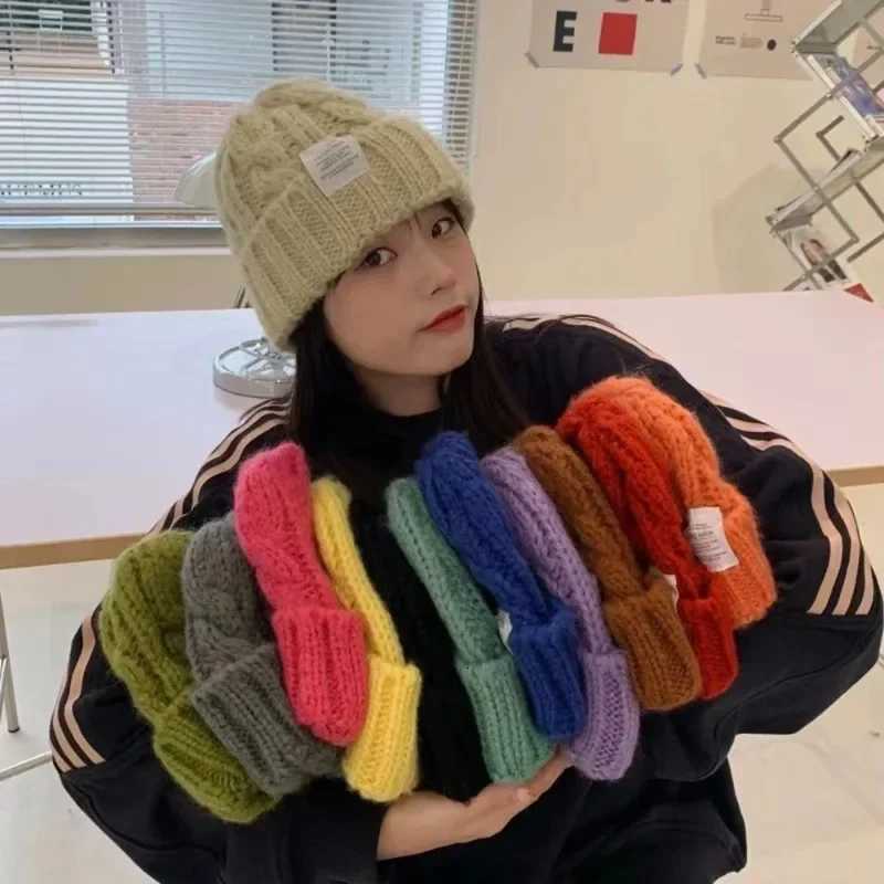 Unisex Thread Knitted Hat Winter Keep Warm Hats Fa Beanie Hat Wen Solid Color Coup Bonnet Lady Crochet sW251023