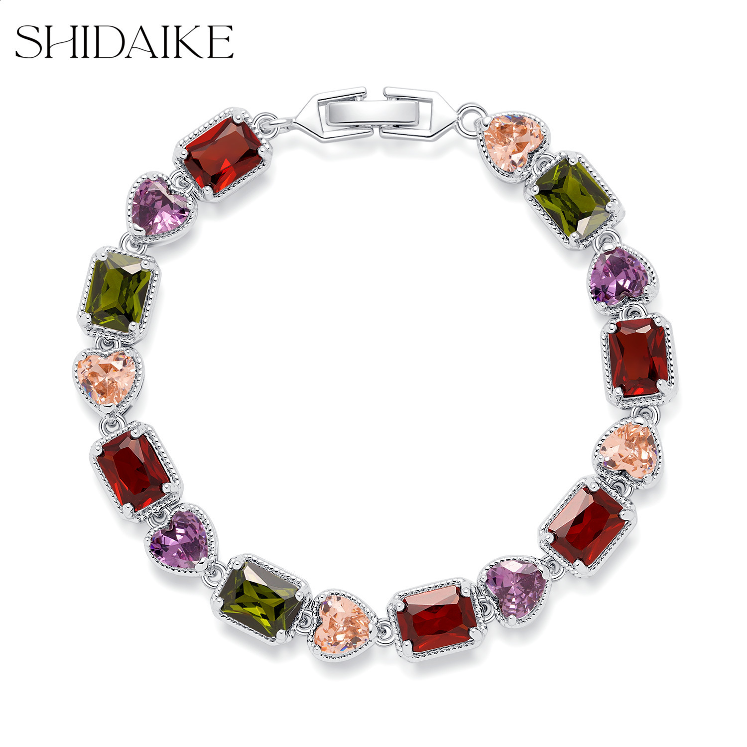New Fashion Trend Womens Simple Inlaid Rainbow Bracelet