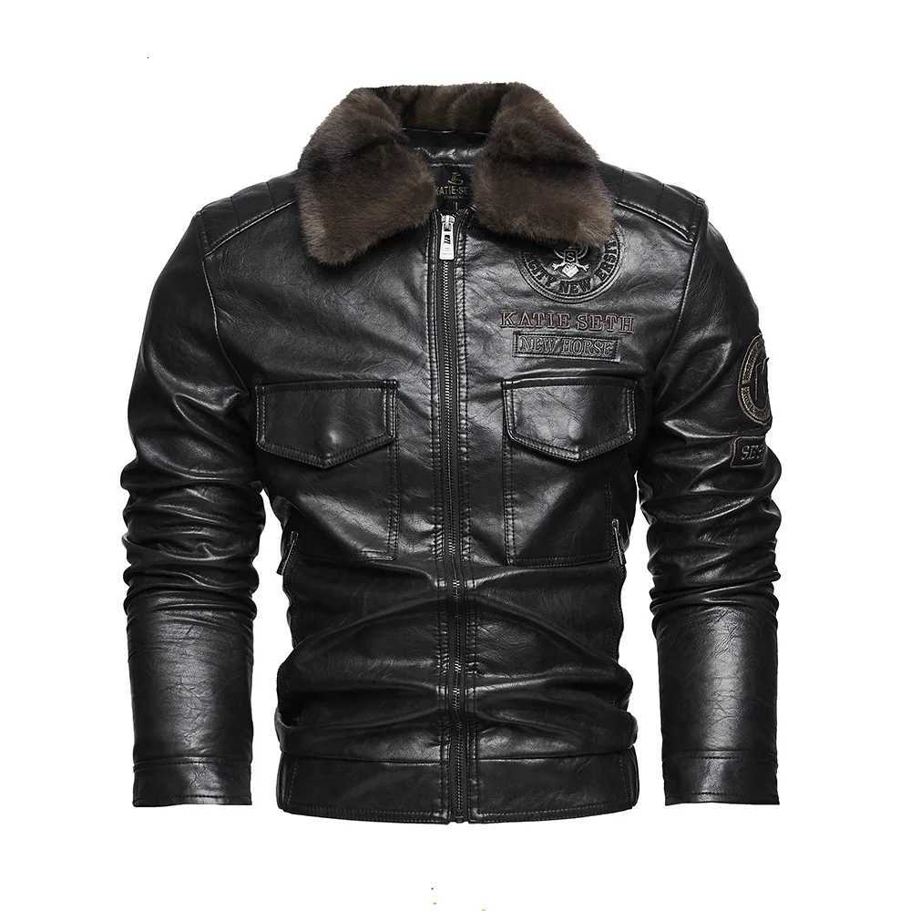 European American New Fashion Mens Turndown Collar Zipper Solid Color Faux Leather Casual Trendy Jackets Male Clothes Coats W251023