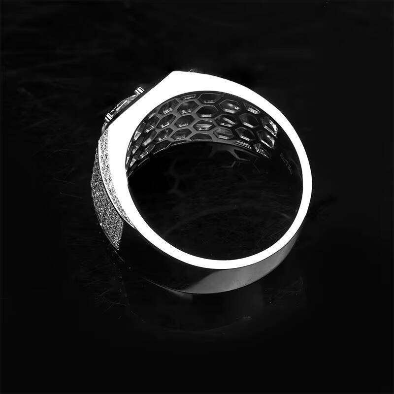 18K White Gold Ring Moissanite Diamond Engagement Men Ring