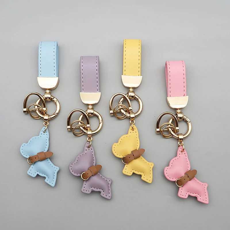 Trendy Leather Car Keychain Adorable French Bulldog Puppy Perfect Bag Pendant Gift Z251023