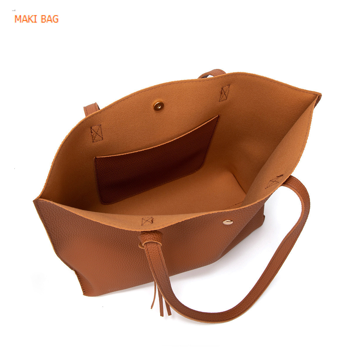 European and American solid color tassel mother and daughter bag shopping bag PU lychee texture magnetic buckle shoulder bag designer bag handbag cros