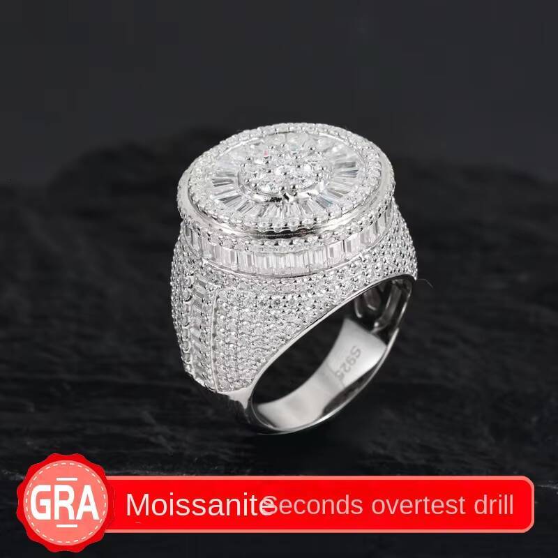 USA Local Stock Shipping Iced Out Hot Selling Women Moissanite Pass Diamond Tester Mens Ring 925 Silver VVS Moissanite MEN Ring
