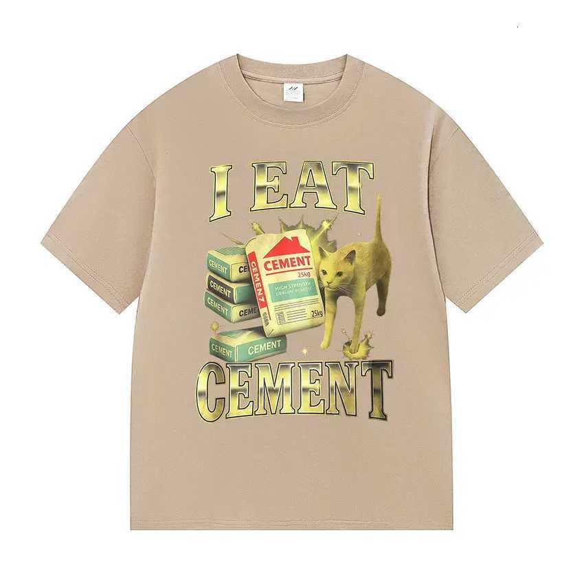 I Eat Cement Cat Funny Meme T Shirt Mens Women Harajuku Vintage Fashion Tshirts Casual Cotton Short Sleeve Tshirt StreetwearXJ251023