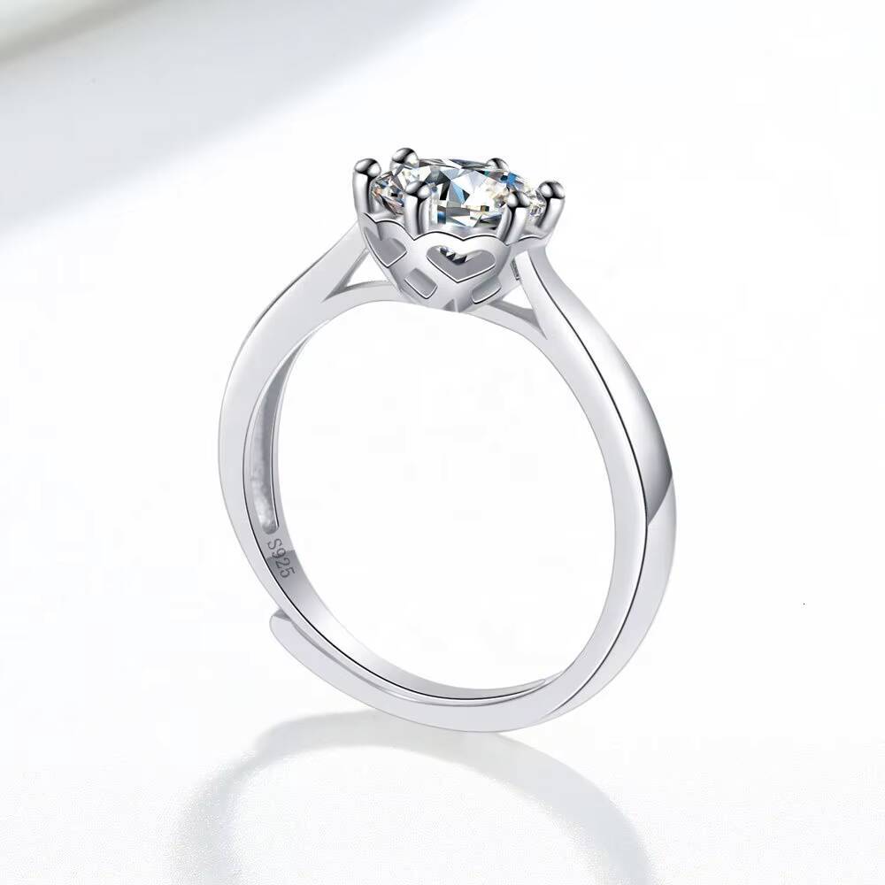 Fashion 1Ct Moissanite Wedding Jewelry VVS GRA 925 Sterling Silver Adjustable Ring for Women