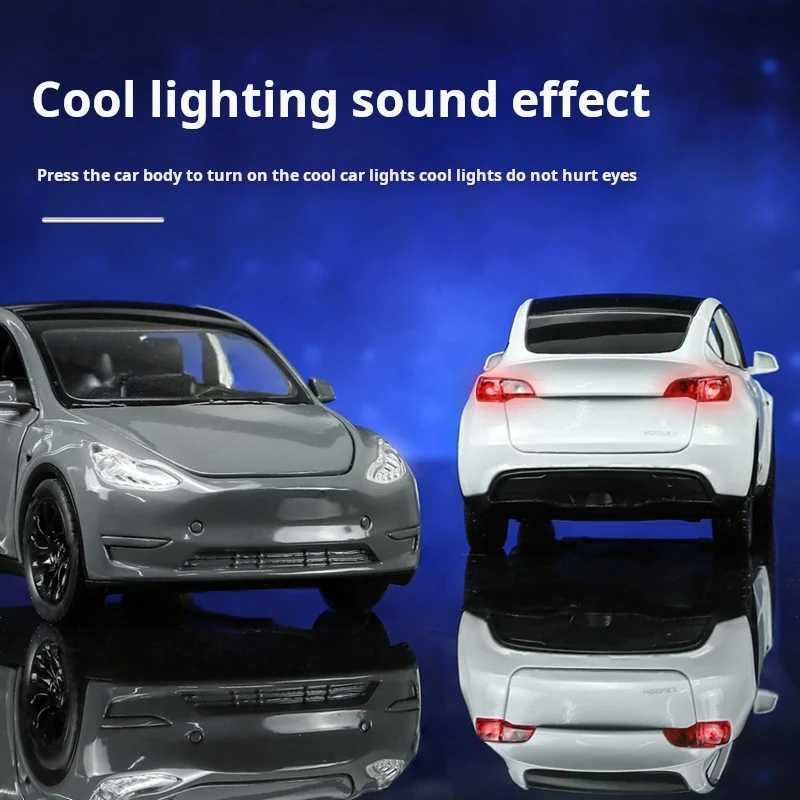 132 Model Y for Tesla Diecast Alloy Toys Models Car Simulation Sound And Light Pull Back Function Collection Boys Toy GiftsT251023