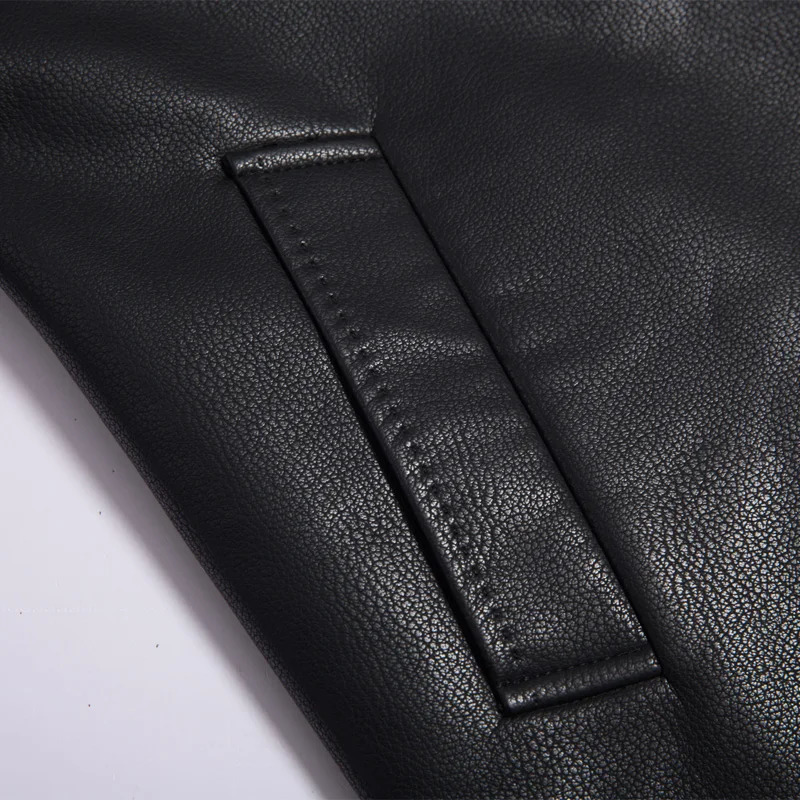 Mens Long Leather Trench Coat Autumn Winter HighEnd Business Casual Lapel Velvet Trim Fashionable Elegant Outerwear 251014